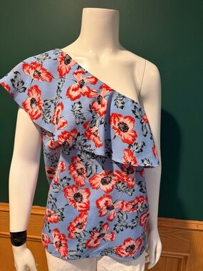 C&E Floral One-Shoulder Blouse
